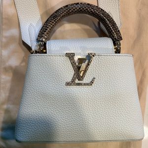 Louis Vuitton White Python-Trimmed Taurillon Mini Capucines